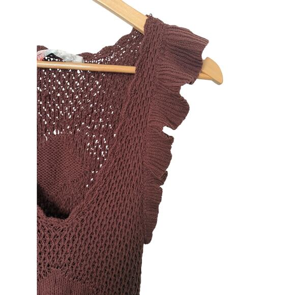 Free People Beach XS Mykonos Open Knit Crochet‎ Sweater Dress Boho Festival - Picture 3 of 5